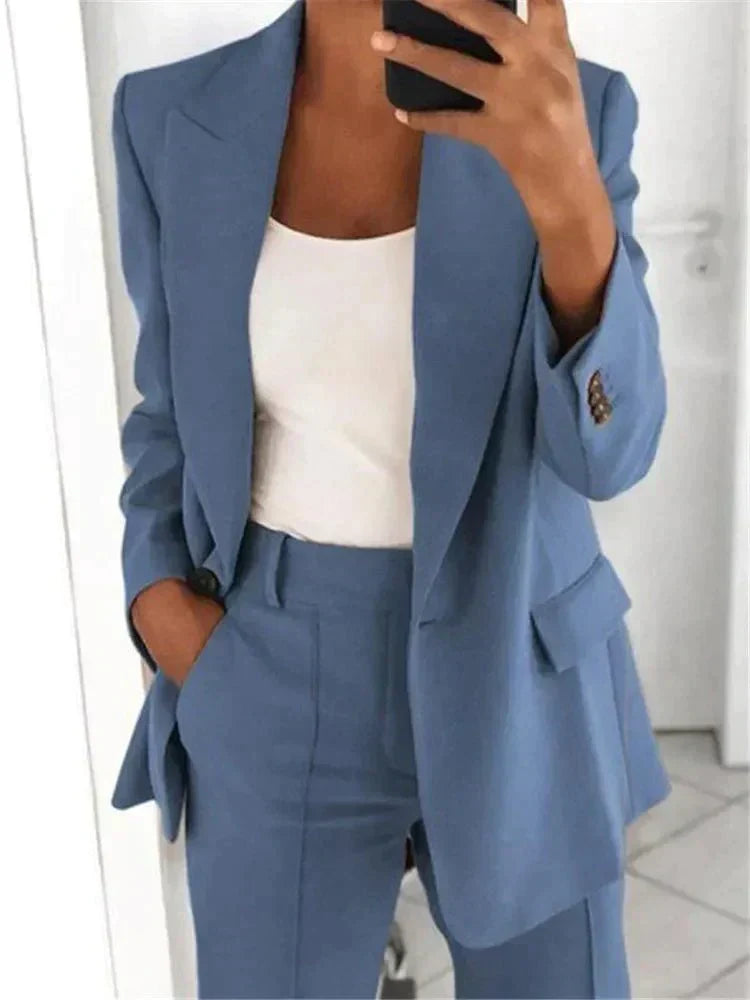 Alison - Conjunto de traje para mujer con pantalones de pierna recta