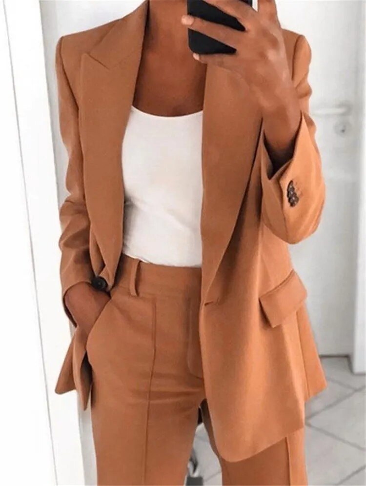 Alison - Conjunto de traje para mujer con pantalones de pierna recta
