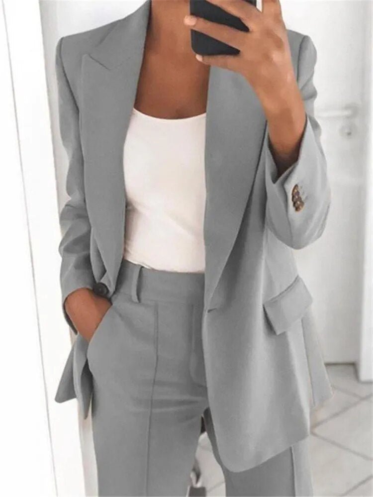 Alison - Conjunto de traje para mujer con pantalones de pierna recta