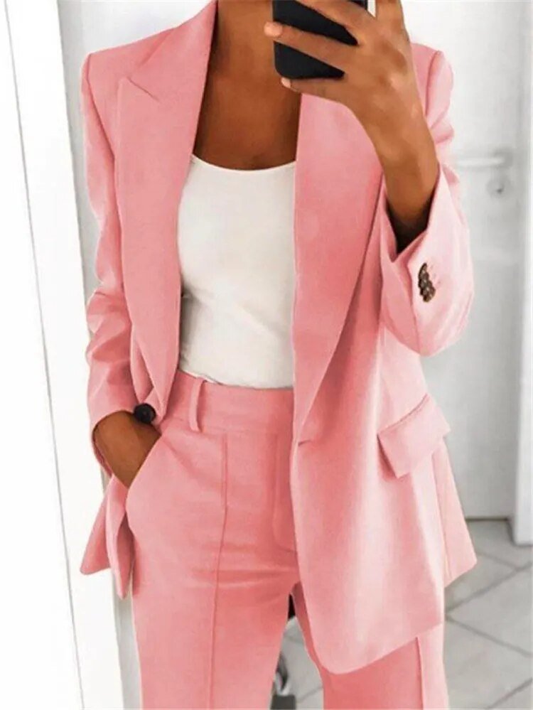 Alison - Conjunto de traje para mujer con pantalones de pierna recta