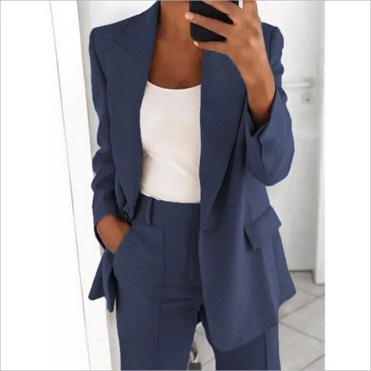Alison - Conjunto de traje para mujer con pantalones de pierna recta