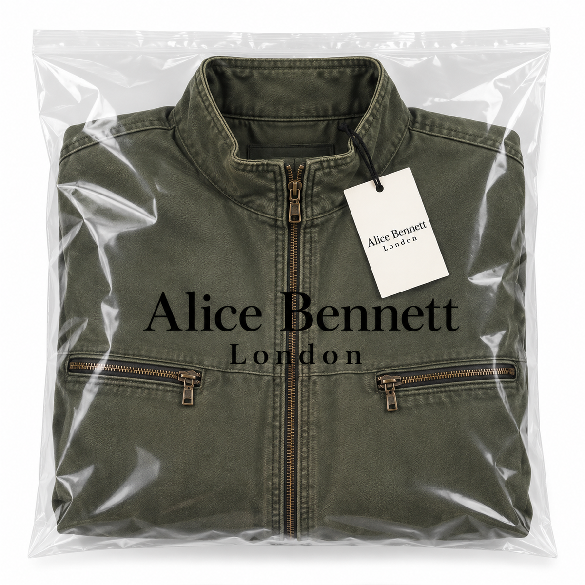 Yaren men's field jacket in Alice Bennett London branded packaging