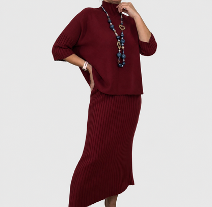 Debora | Knit Ensemble with Ribbed Midi Skirt
